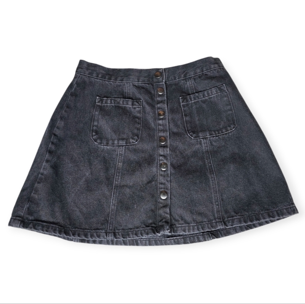 BDG Urban Outfitters Black Button Front Denim Mini Skirt L
